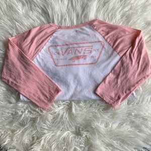 Vans Women’s White and Pink Raglan Shirt